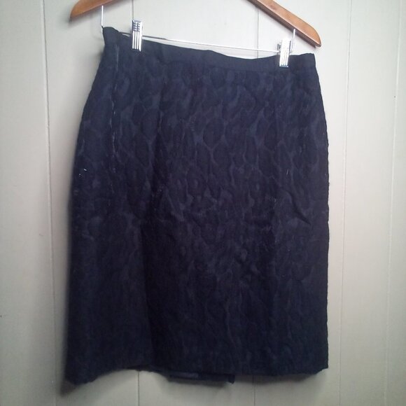Ann Taylor Skirt 12 Textured Wool Blend Black - Picture 1 of 14